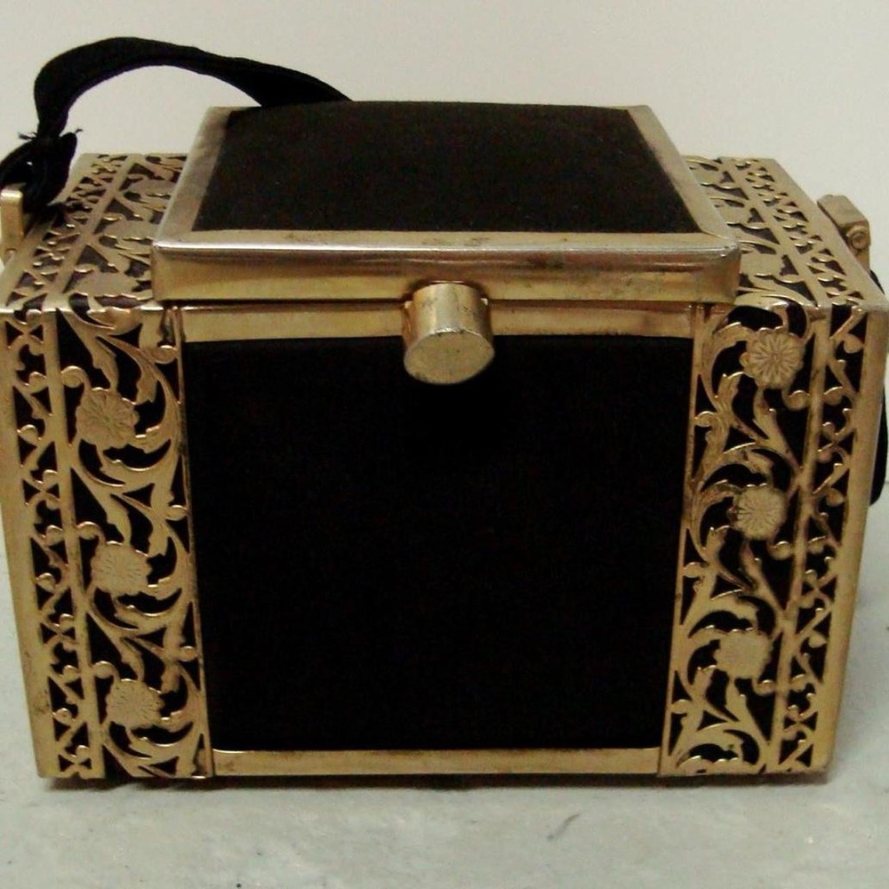 Black and Gold Ornate Box Bag